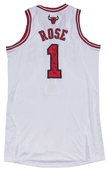 2011-12 Derrick Rose Game Used & Signed Chicago Bulls Home Jersey Used on 1/14/2012 (Bulls LOA)